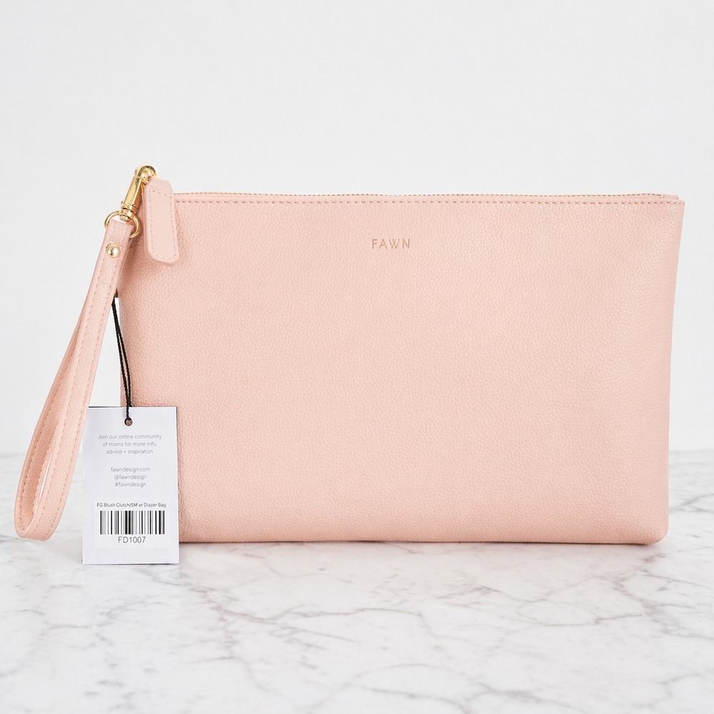 FAWN Design New Blush Pink The Changing Clutch Vegan Leather Wristlet Travel